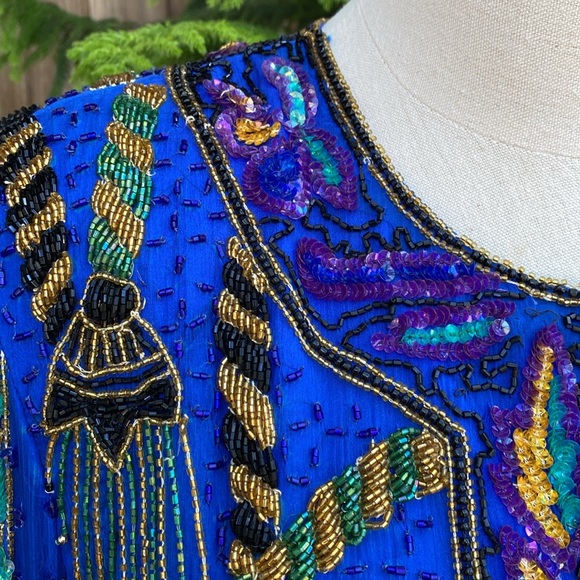 Exquisite Vintage Beaded Evening Jacket or Top SZ M - Picture 3 of 8